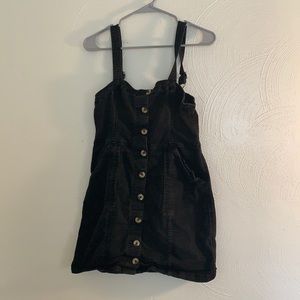 Black Button Down Overall Dress